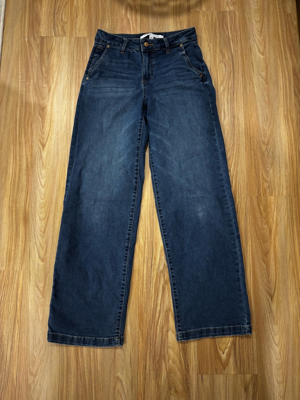 Celebrity Pink Women's Dark Indigo High Rise Wider Leg Jeans